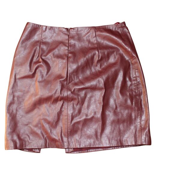 NWT DO+BE Faux Leather Mini Skirt Burgundy Front Slit L  Holiday Party Night Out - Picture 2 of 6
